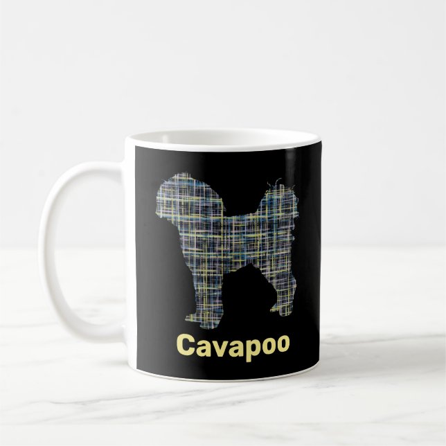 Caneca De Café Linha de Grade Amarela e Preta Cavapoo (Esquerda)