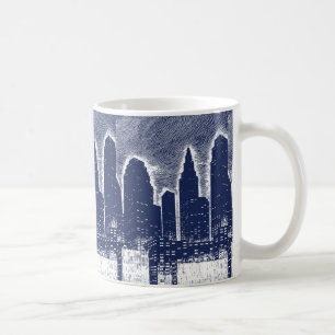 Caneca De Café Linha de horizonte de paisagem urbana de Luzes da 
