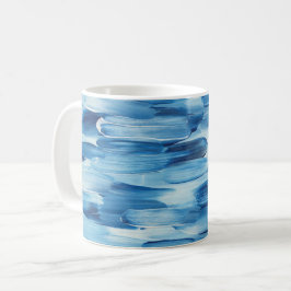 Caneca De Café Linha de pincelada congelada azul. Marinho de inve