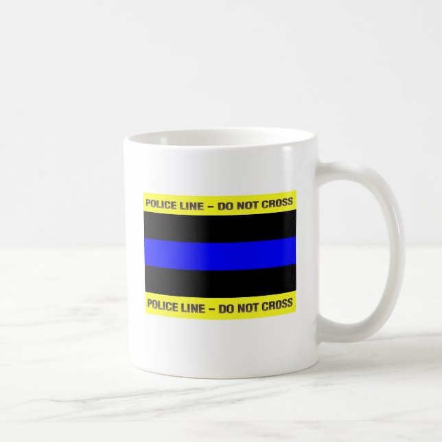 Caneca De Café Linha de polícia azul fina (Direita)