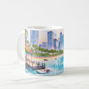 Caneca De Café Linha do horizonte de Miami City Florida