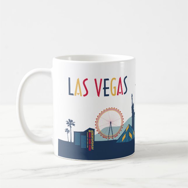 Caneca De Café Linha do horizonte ilustrada em Las Vegas (Esquerda)