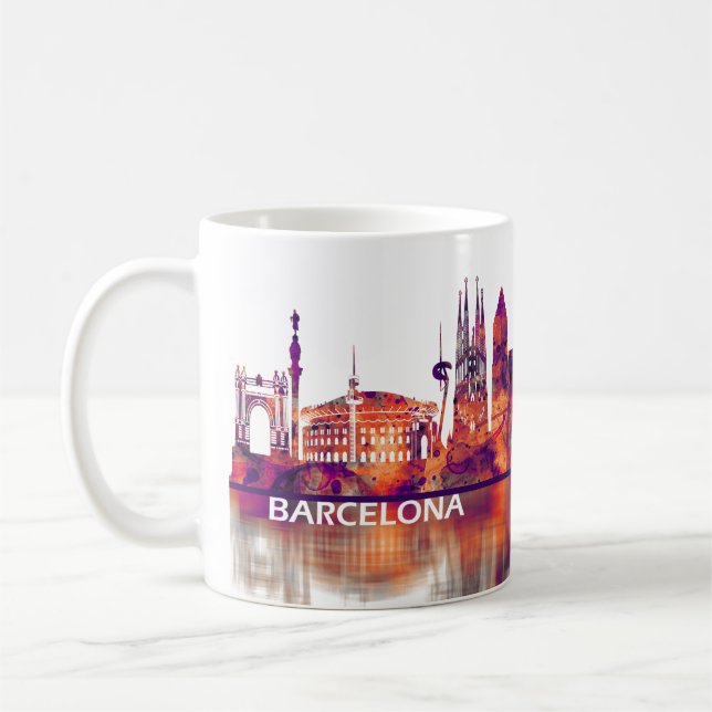 Caneca De Café Linha do Skyline da Espanha de Barcelona (Esquerda)