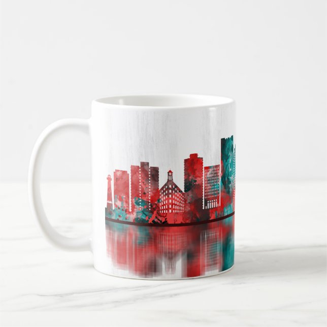 Caneca De Café Linha do Skyline Long Beach California (Esquerda)