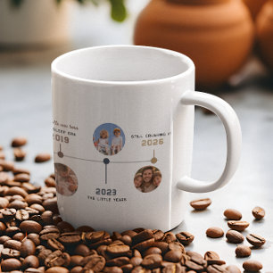 Caneca De Café Linha do Tempo Personalizada do Papai com Fotos e 