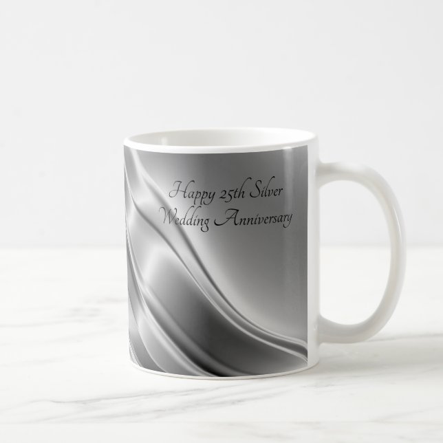 Caneca De Café Linhas 25o aniversário da prata de casamento de (Direita)