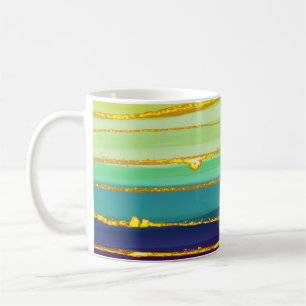 Caneca De Café Linhas arco-íris: composição de luxo abstrato.