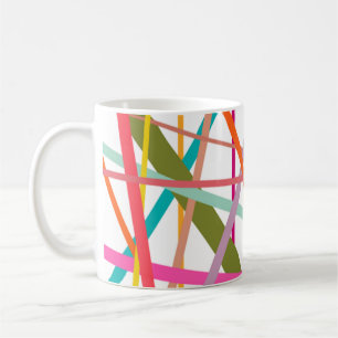 Caneca De Café Linhas Coloridas 