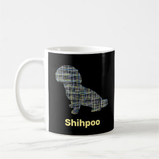 Caneca De Café Linhas da Grade Amarela e Preta do Cachorro Shihpo