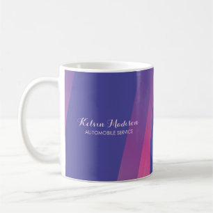 Caneca De Café Linhas diagonais simples rosa e azul