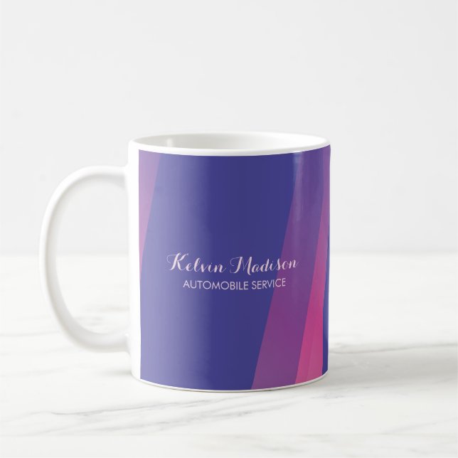 Caneca De Café Linhas diagonais simples rosa e azul (Esquerda)