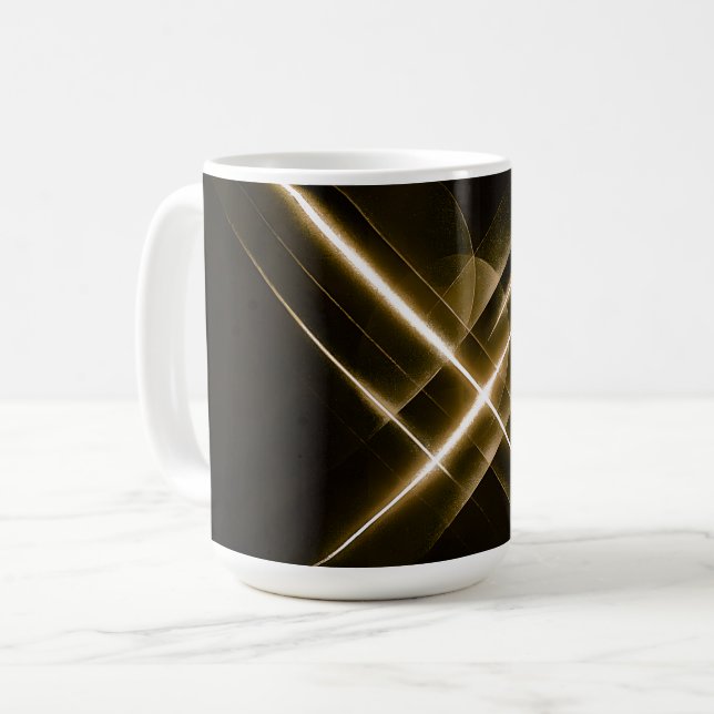Caneca De Café Linhas Douradas Elegantes (Frente Esquerda)