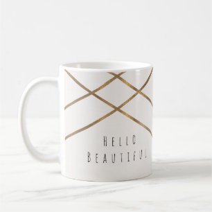 Caneca De Café Linhas Douradas Glam Geométrico Moderno Lindo Pers