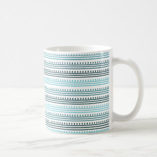 Caneca De Café Linhas e pontos quíticos aqua