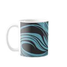 Linhas Elegantes Fluindo em Turquesa em Preto