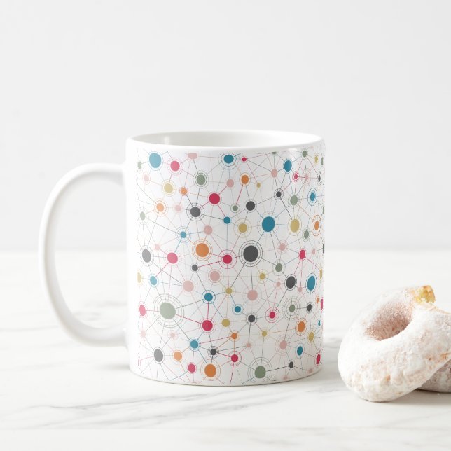 Caneca De Café Linhas geométricas de tendência e padrão de pontos (Com Donut)