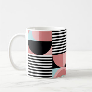 Caneca De Café Linhas Geométricas, Formas Coloridas Mosaico.