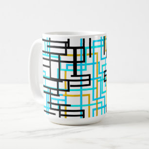 Caneca De Café Linhas Geométricas Modernas de Meados do Século