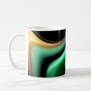 Caneca De Café Linhas lisas de seda abstrato em preto, multicolor