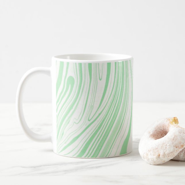 Caneca De Café Linhas Marmortas Verdes Enroscadas Marmoreadas (Com Donut)