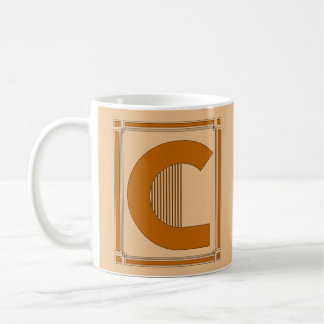 Caneca De Café Linhas retas art deco com monograma, letra C