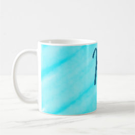 Caneca De Café linhas simples de aquarela azul adicione seu monog