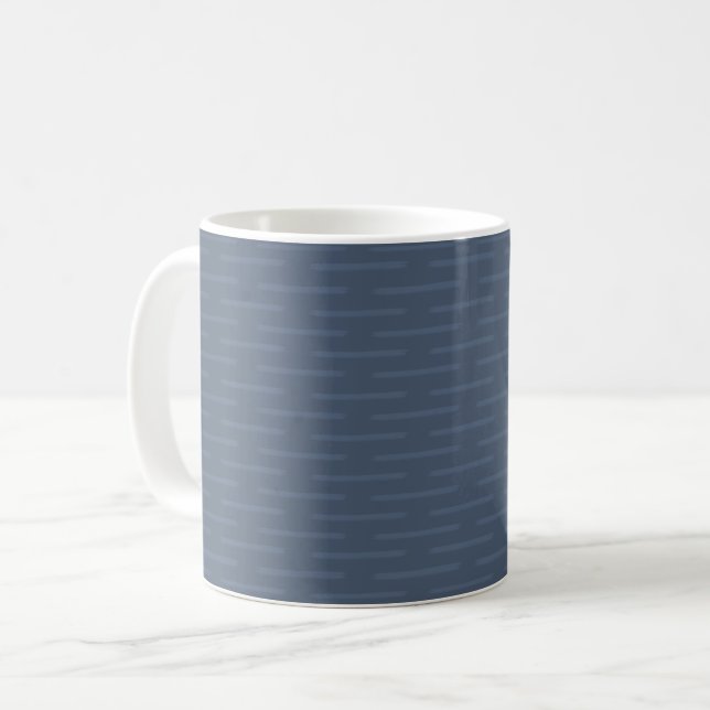 Caneca De Café Linhas Sutis em Azul Cinza Escuro (Frente Esquerda)