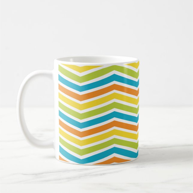Caneca De Café Linhas ZigZag Coloridas (Esquerda)