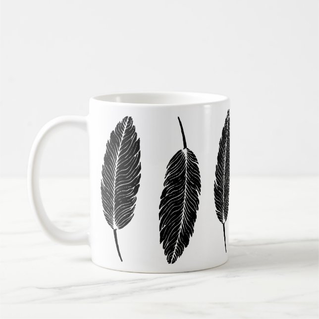 Caneca De Café Linoco de pena russa preto-e-branco (Esquerda)