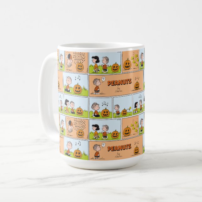Caneca De Café Linus & Lucy | Cantando Jack-O-Lanterna (Frente Esquerda)