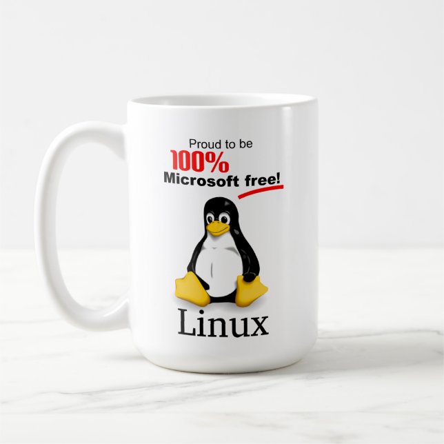 Caneca De Café Linux Large Coffee Mug (Direito) - Microsoft Free (Esquerda)