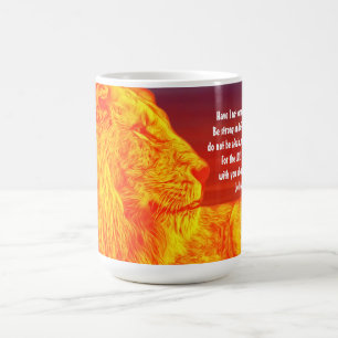 Caneca De Café Lion Courage Scripting Mug Cup Joshua 1:9