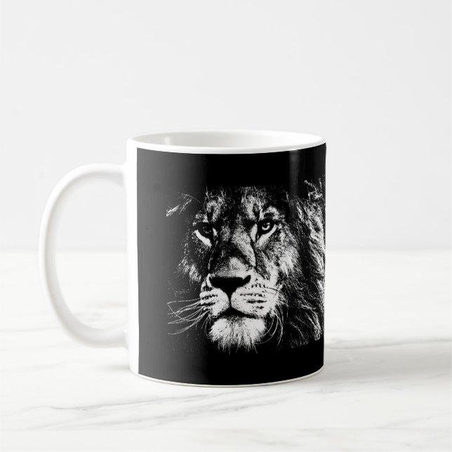 Caneca De Café Lion Face Rei Animais Pop (Esquerda)