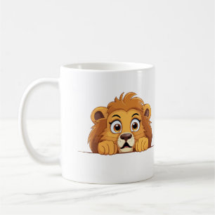 Caneca De Café Lion Peeking Bonito Adorável Cartografia De Animai