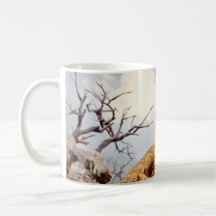 Caneca De Café Lion Relaxando No Tronco De Árvore Divertimento An