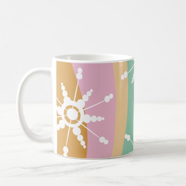 Caneca De Café Líquido Tie Dye Retro Groovy Natal Bege Verde (Esquerda)