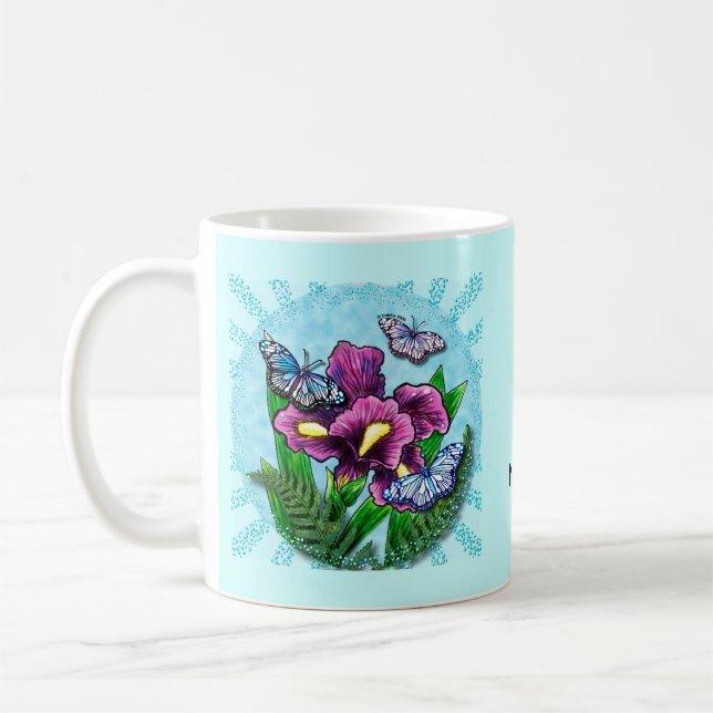 Caneca De Café Lírio Borboleta Gota de Orvalho  (Esquerda)