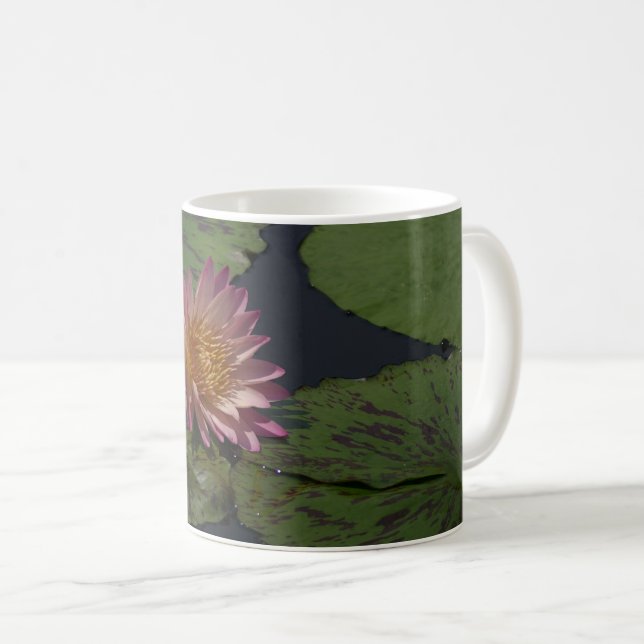 Caneca De Café Lírio de água rosa (Frente Esquerda)
