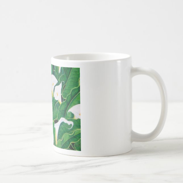 Caneca De Café Lírios Calla Branco (Direita)