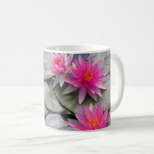 Caneca De Café Lírios de água cor-de-rosa