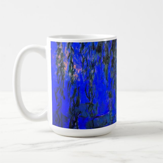 Caneca De Café Lírios de água monet e ramificações de salgueiro (Esquerda)