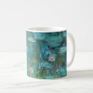 Caneca De Café Lírios de água, pintura a óleo de arte fina, Claud