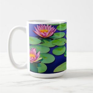 Caneca De Café Lírios de Água Rosa Encantados