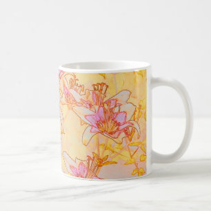 Caneca De Café Lírios de outono - Cores de Água Digitais