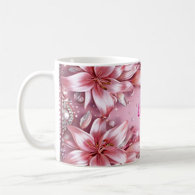 Caneca De Café Lírios rosa delicados (Esquerda)