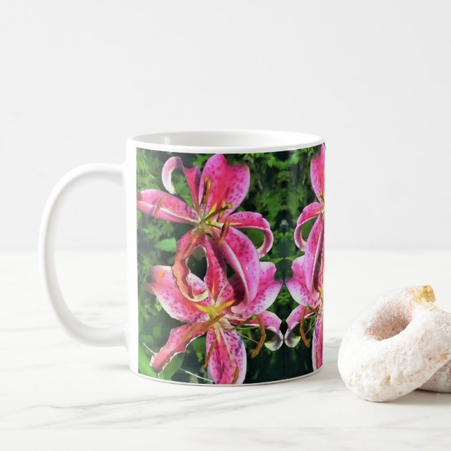 Caneca De Café Lírios Stargazer De Café Mug (Com Donut)