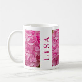 Caneca De Café "Lisa" Nome Primavera Rosa Hydrangea Floral Letter