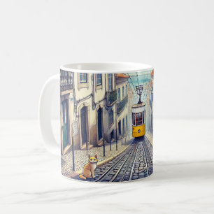 Caneca De Café Lisboa Portugal Bica Funicular com Cat