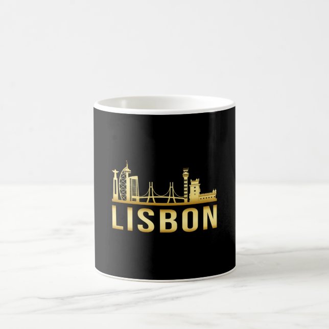 Caneca De Café Lisboa Portugal Cidade Skyline Cityscape Funny Gif (Centro)