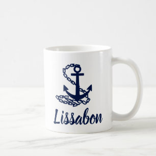Caneca De Café Lissabon - Estilo Marítimo Blue E White Mug